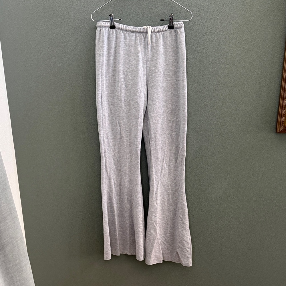 Aerie Offline Modal Sz M Bell Bottom Sweatpants Light Gray Flared Lounge Pants